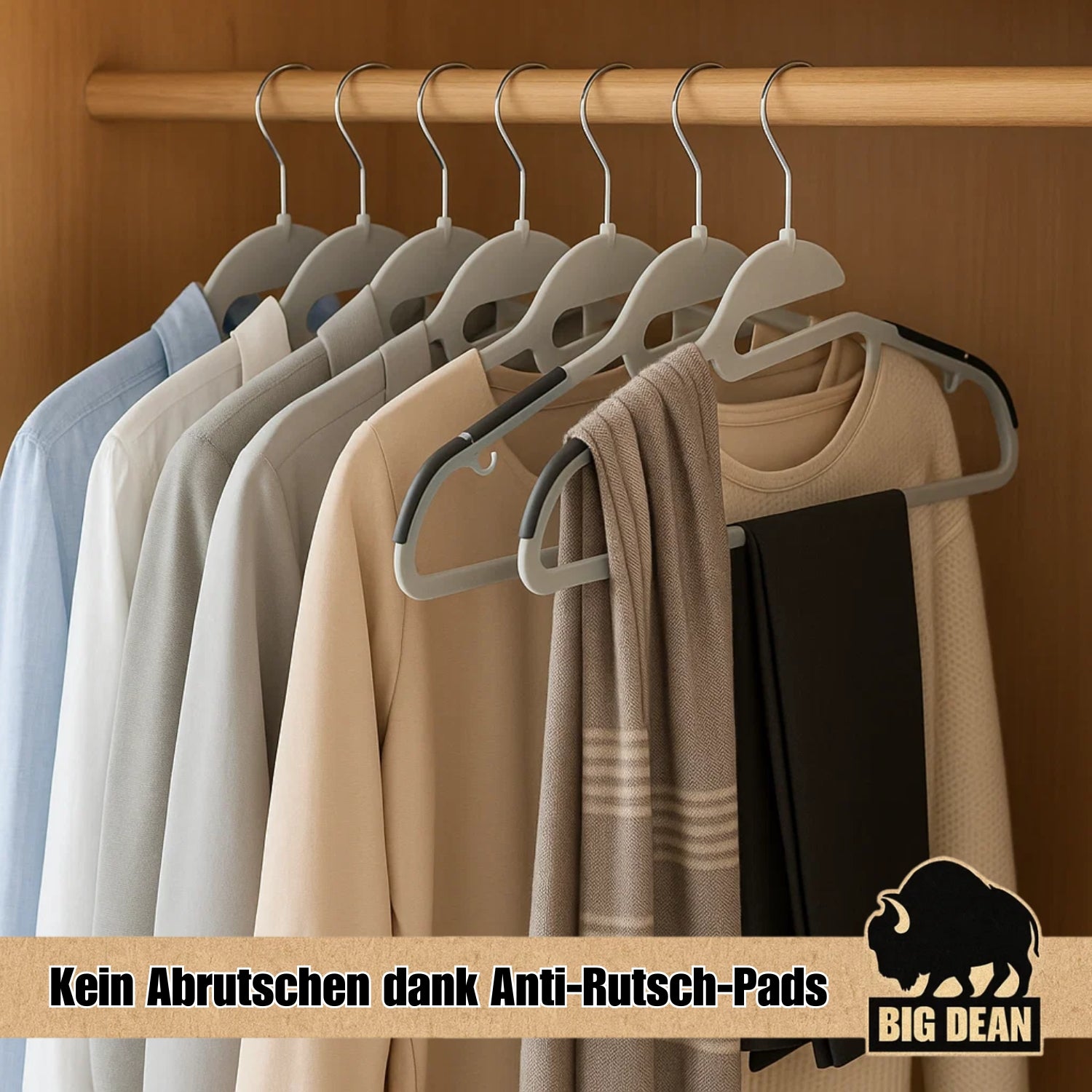 BigDean Haushalt Kleiderbügel Grau 20 Stück Antirutsch Dünn