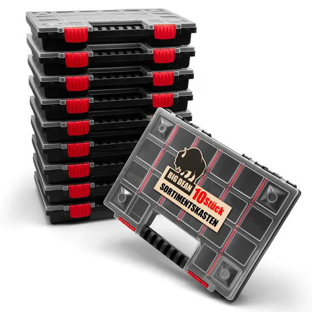 BigDean XL Sortierbox Sortimentskasten transparent 10 Stück flexibel