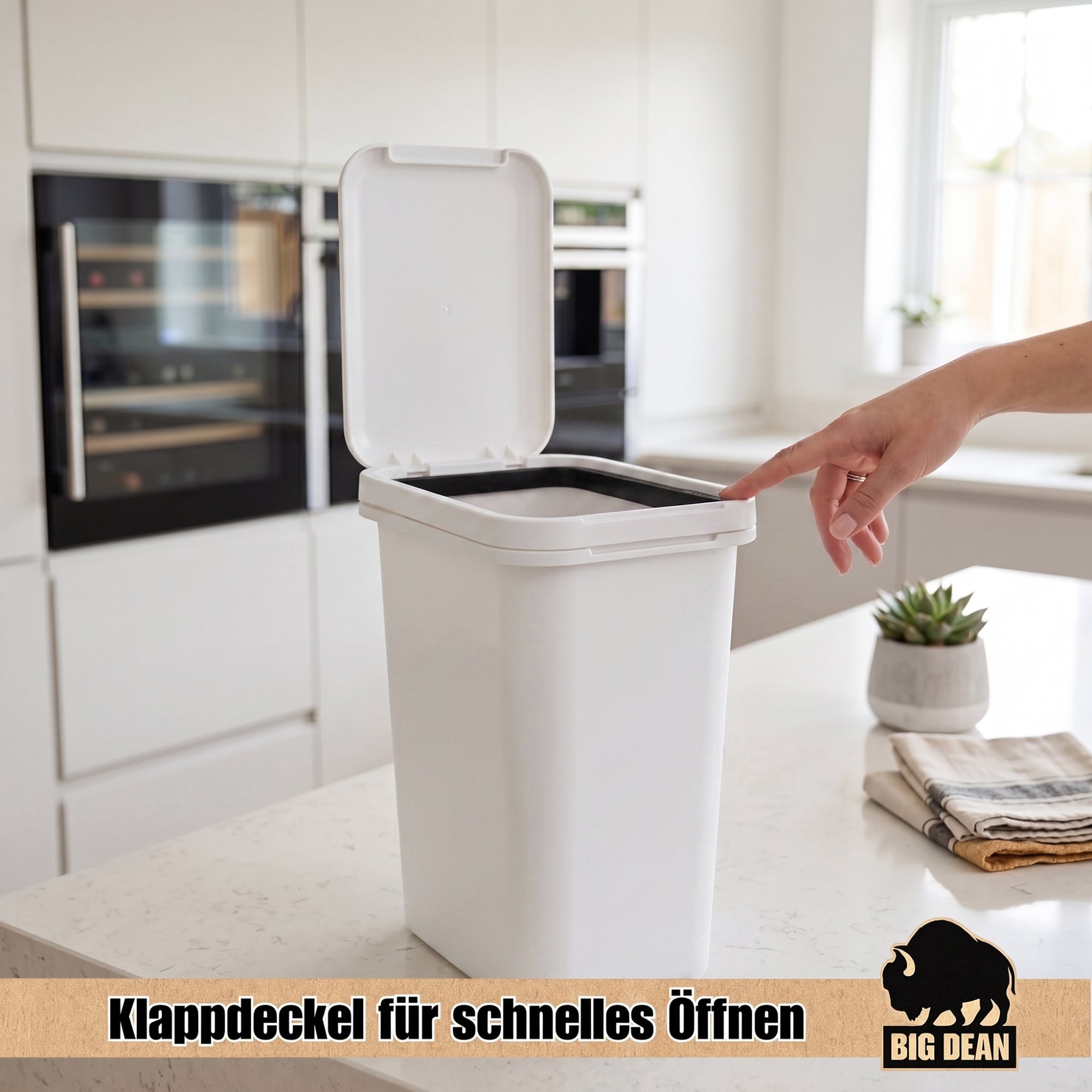 BigDean Haushalt 2x Mülleimer 12L mit Deckel Henkel