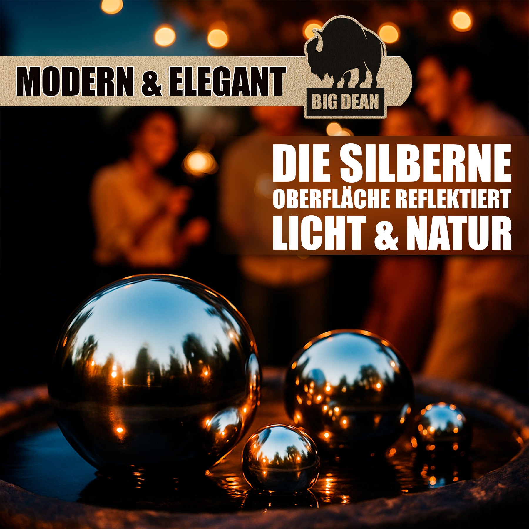 BigDean Garten Dekokugel Schwimmkugeln Silber Edelstahl 6er