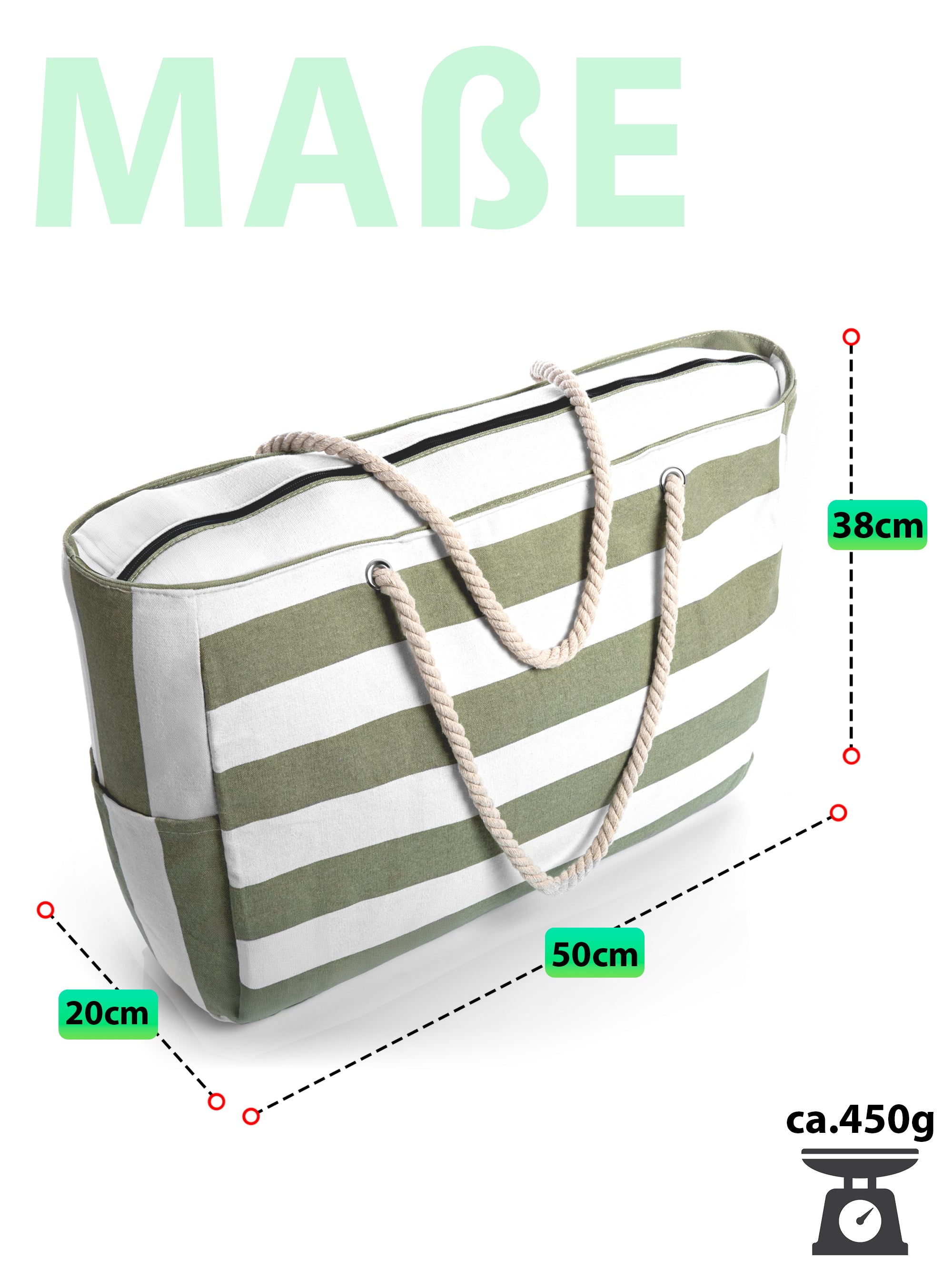 BigDean Strandtasche XXL Badetasche Reißverschluss wasserabweisend