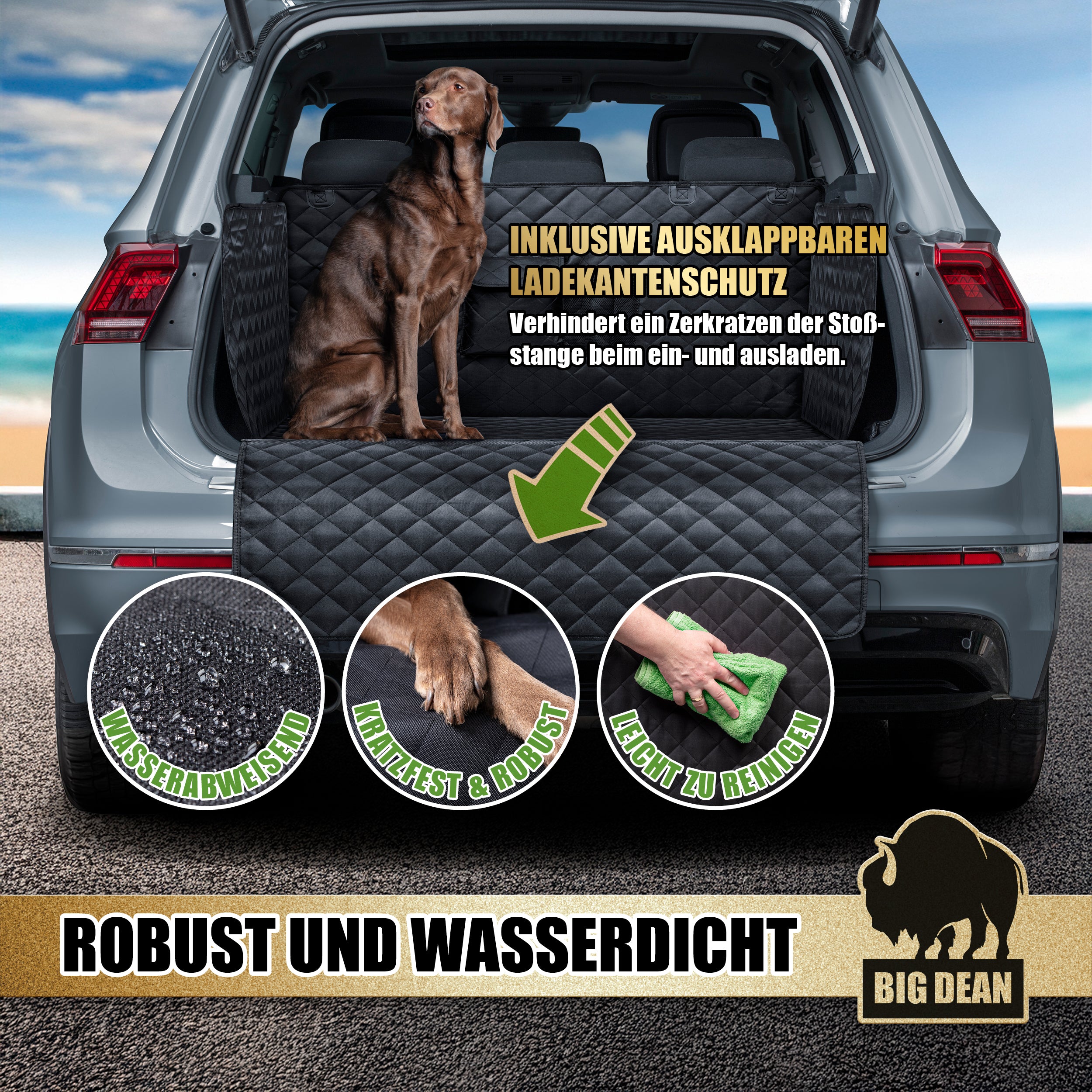 BigDean Kofferraum Schutzmatte Hund wasserabweisend Seiten