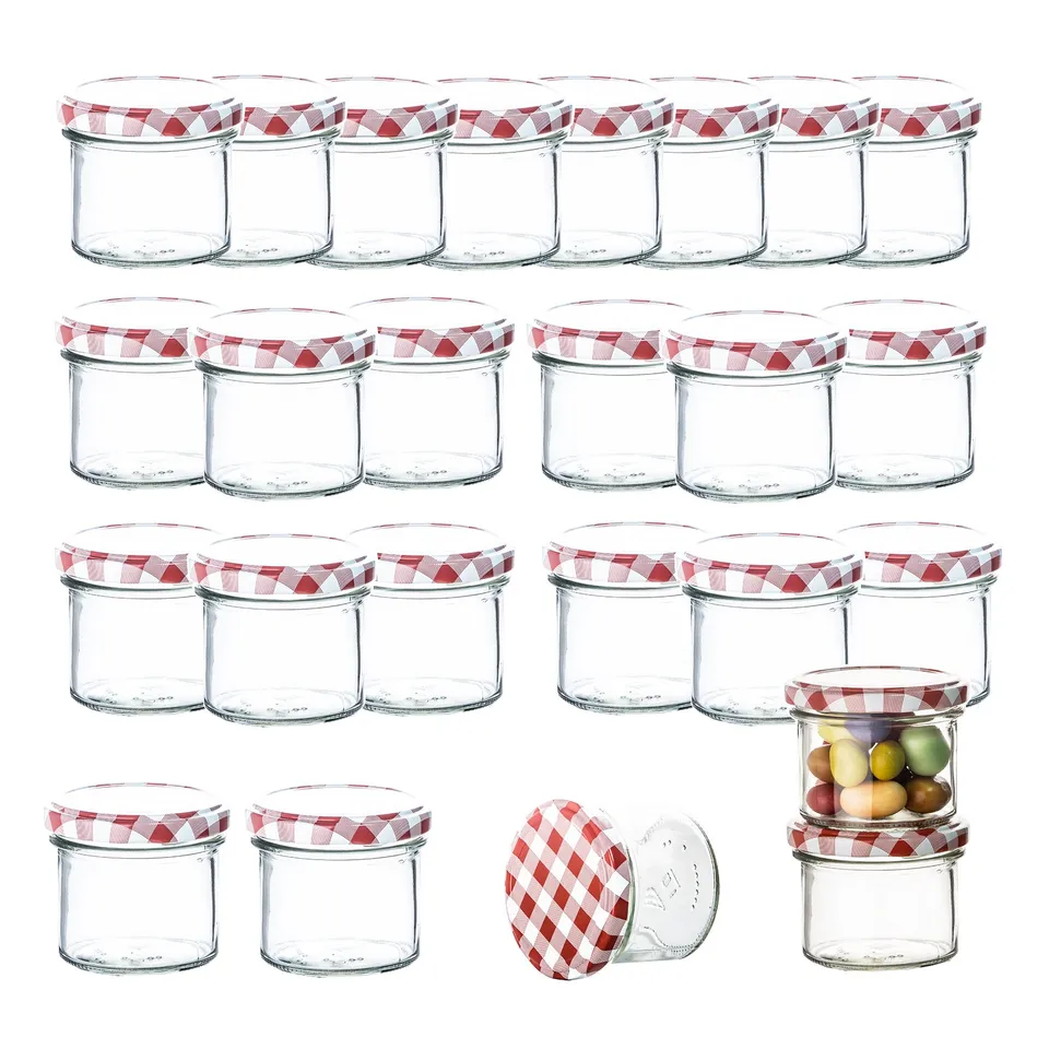 BigDean Marmeladenglas 125ml 24er Set Sturzglas kariert