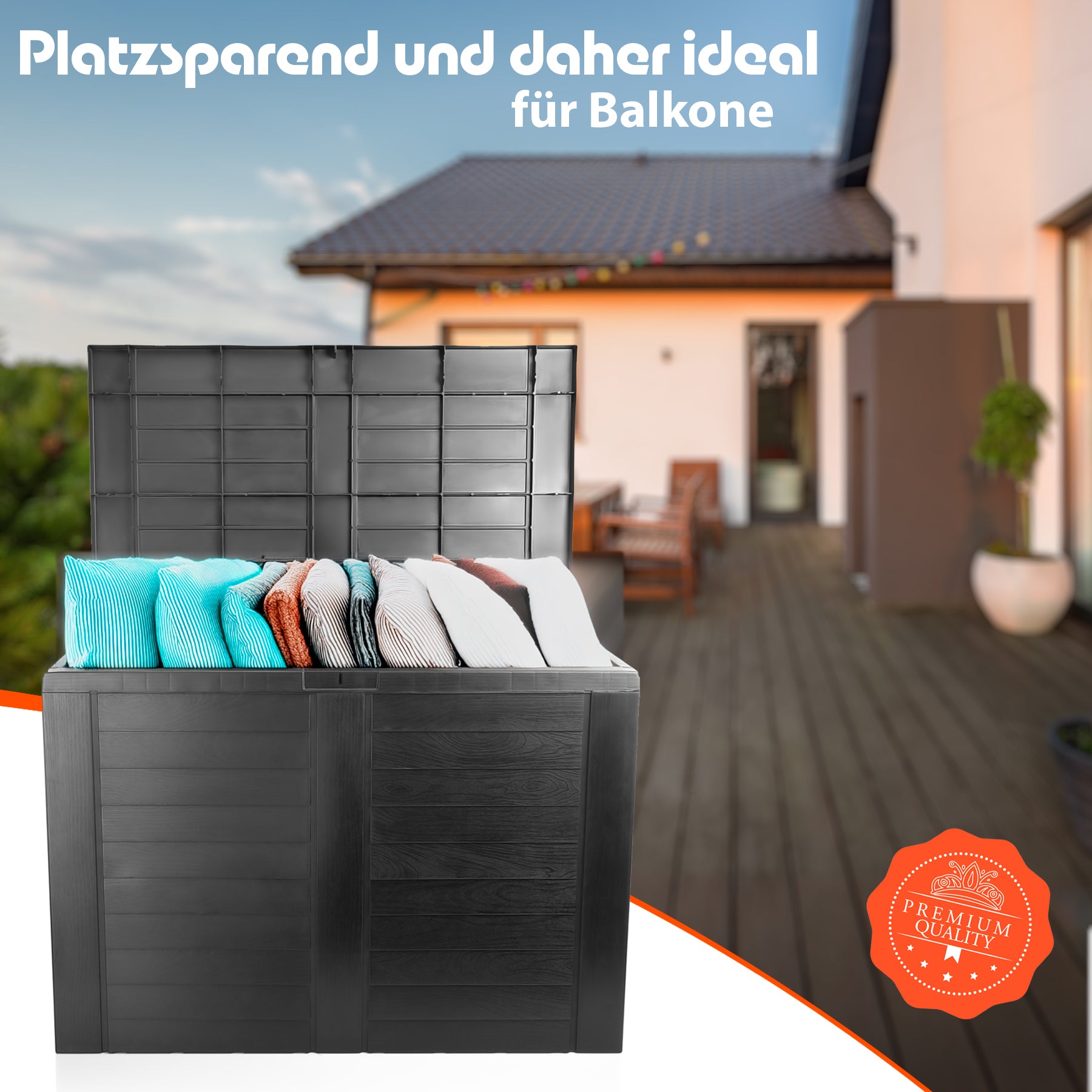 BigDean Aufbewahrungsbox Garten 170L Anthrazit wasserdicht