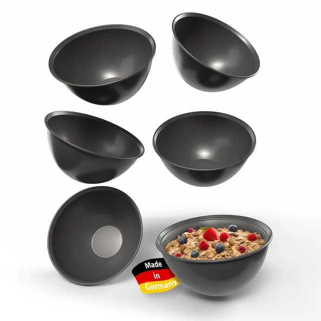 BigDean Küche Müslischalen 700ml Schalen 6 Stk schwarz bruchfest