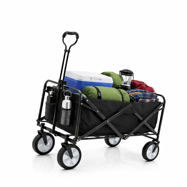 BigDean Bollerwagen faltbar 105L bis 100 kg Netztaschen