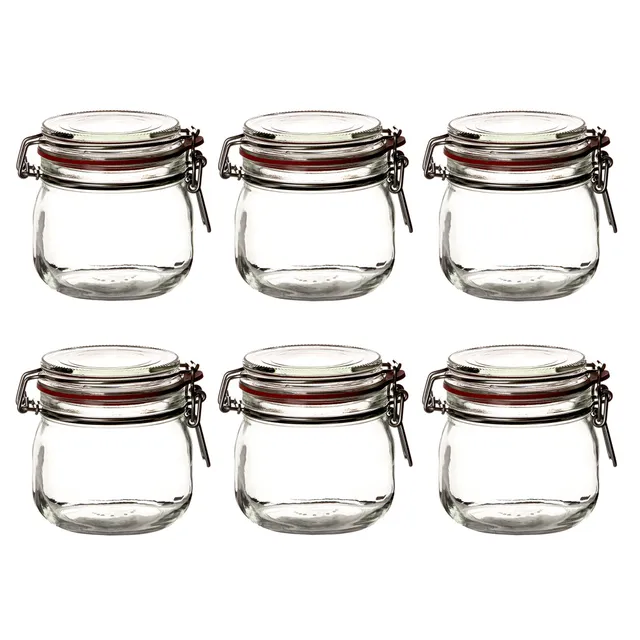 BigDean Küche & Vorrat Drahtbügelgläser 600 ml 6er rund transparent