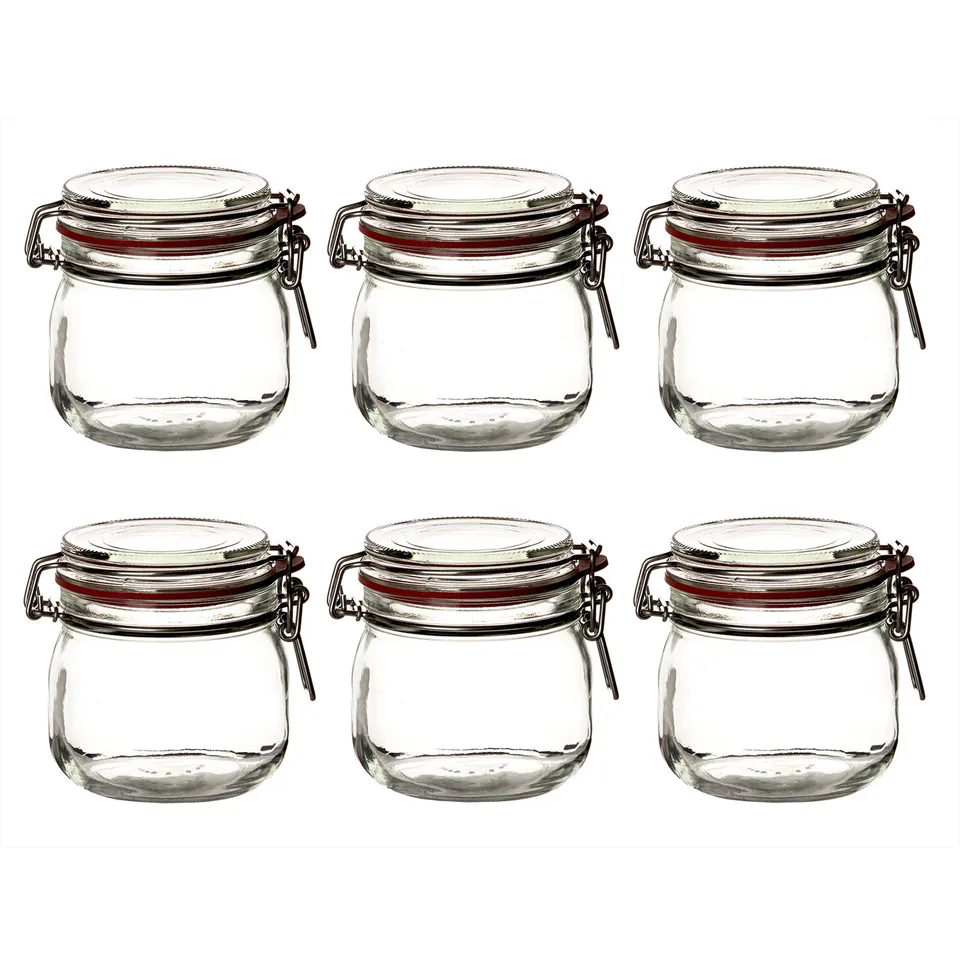 BigDean Küche & Vorrat Drahtbügelgläser 600 ml 6er rund transparent