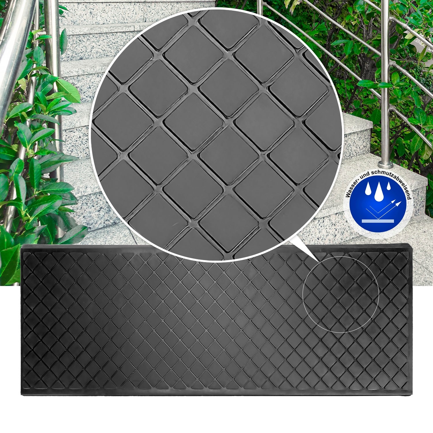 BigDean Haushalt & Alltag Stufenmatten Gummi 75x25 cm 3 Stück