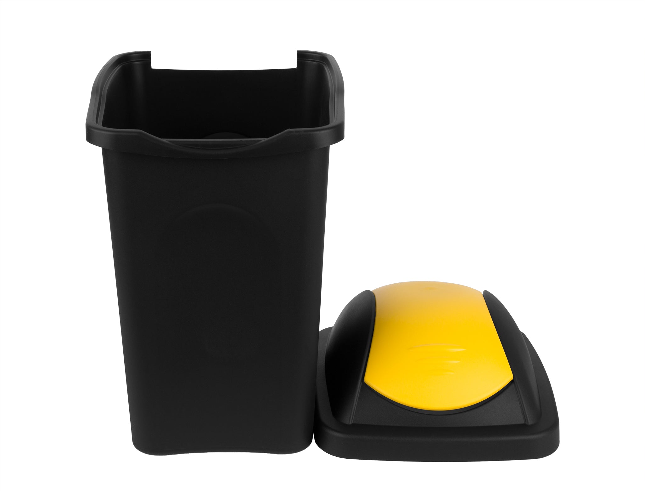BigDean Haushalt Mülleimer 60L schwarz-gelb Schwingdeckel
