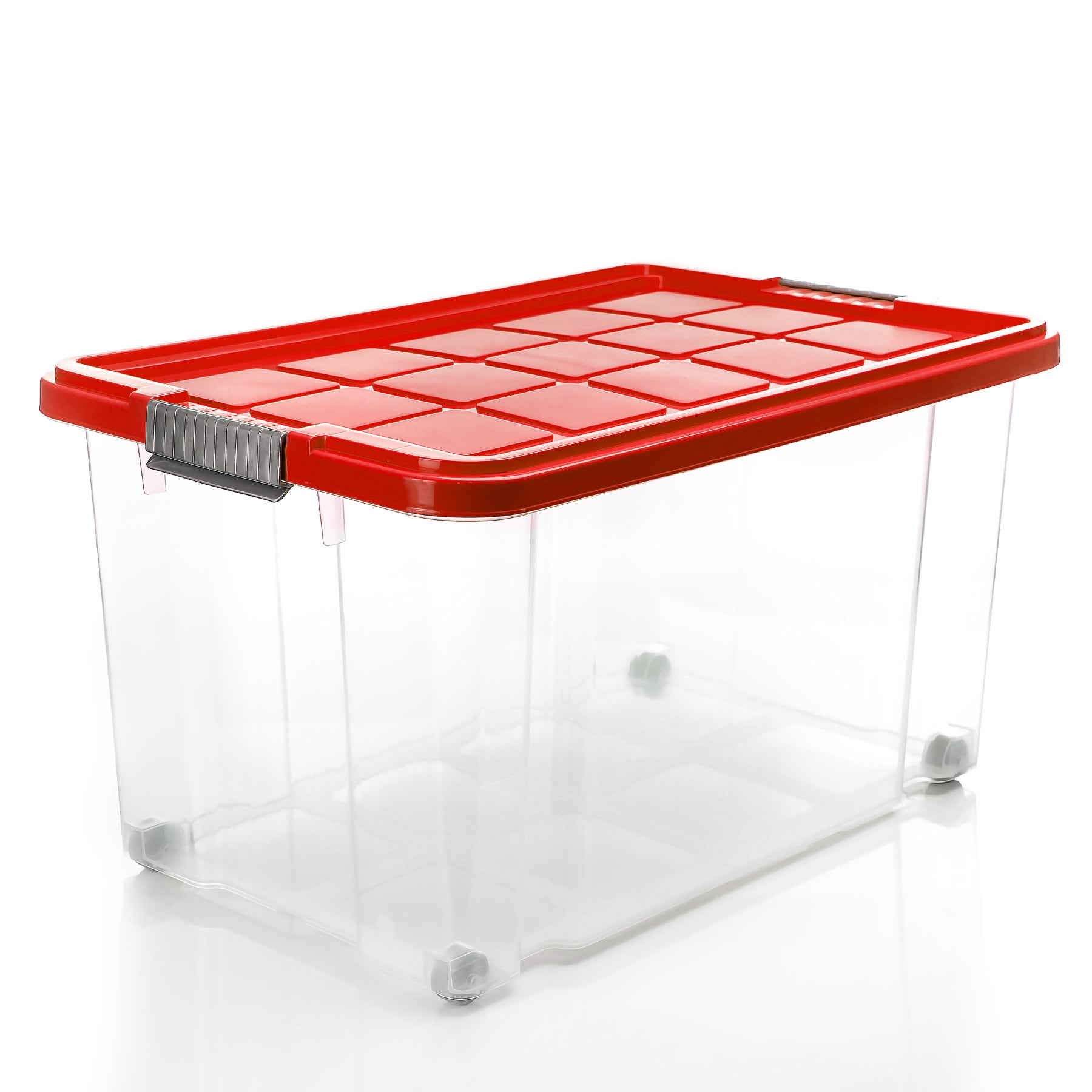BigDean Aufbewahrungsbox 60L 4er Set Box mit Deckel Rot