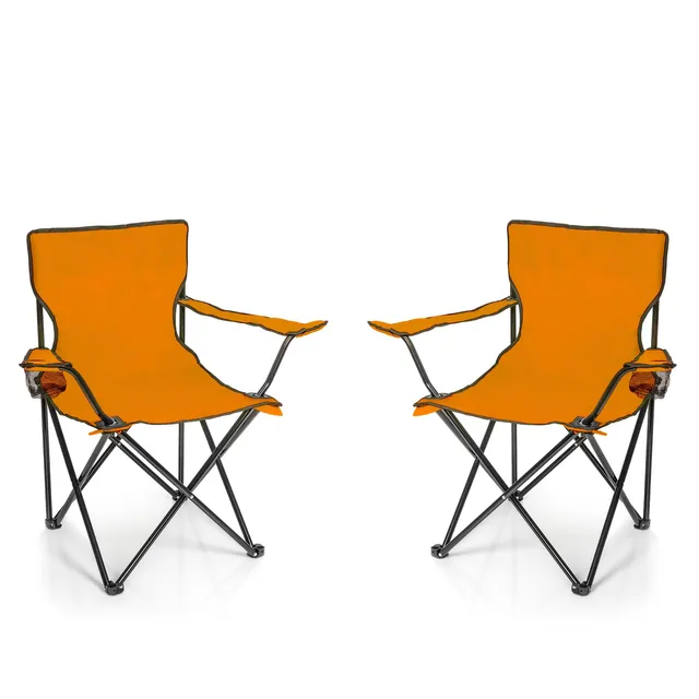 BigDean Faltstuhl Orange 2er mit Getränkehalter Tasche