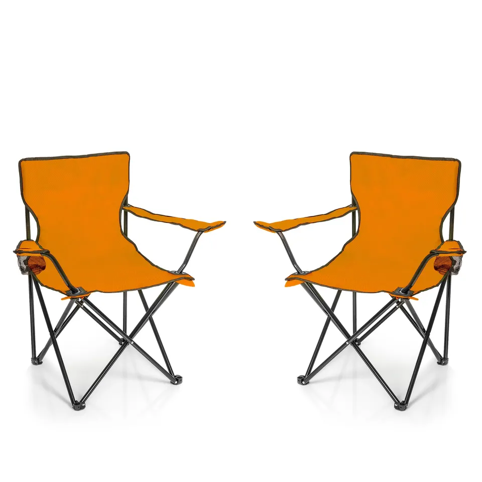 BigDean Faltstuhl Orange 2er mit Getränkehalter Tasche