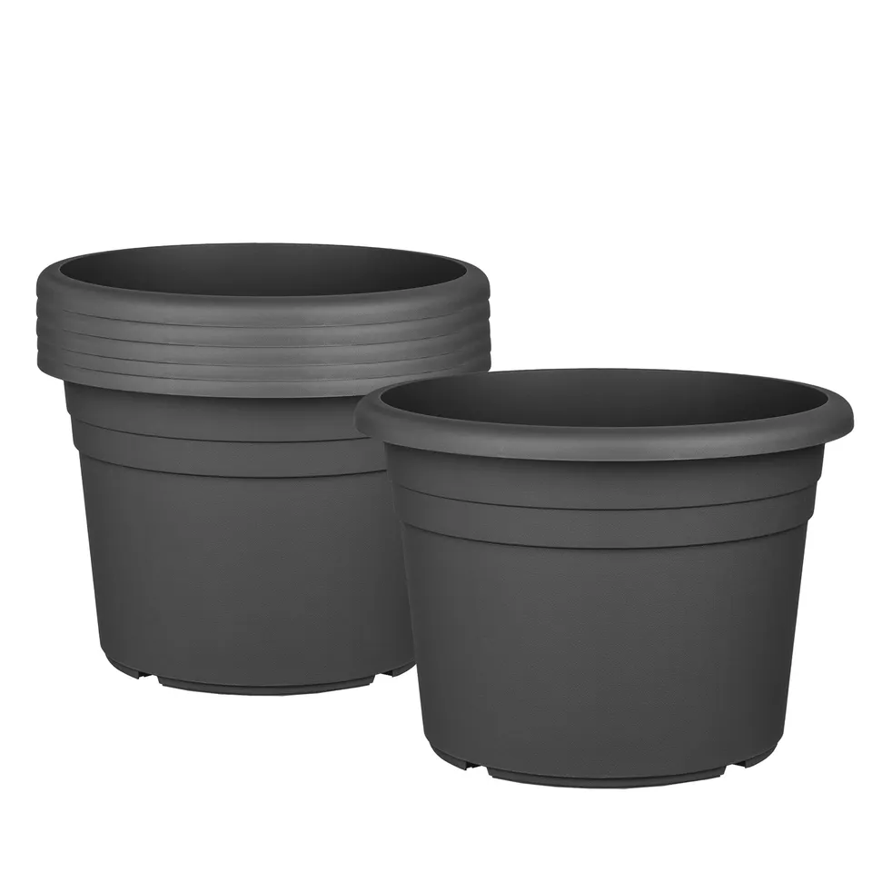 BigDean Blumentopf Ø25cm 6er Anthrazit Kunststoff