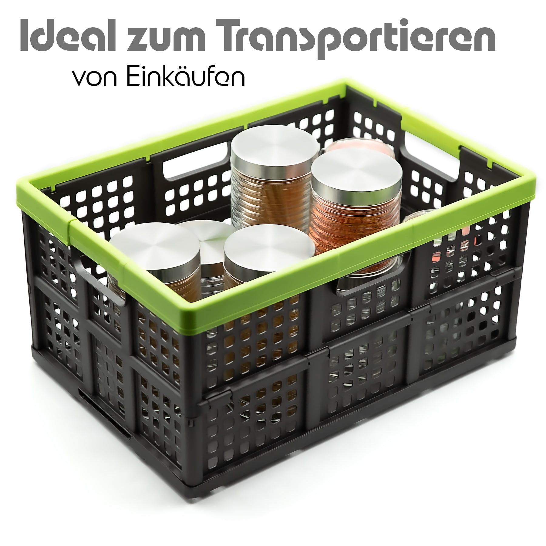 BigDean Klappbox faltbar anthrazit Einkaufskiste 4er Set