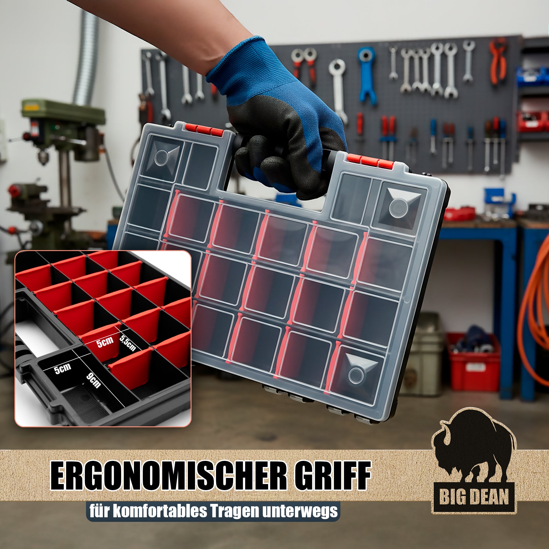 BigDean XL Sortierbox Sortimentskasten transparent 10 Stück flexibel