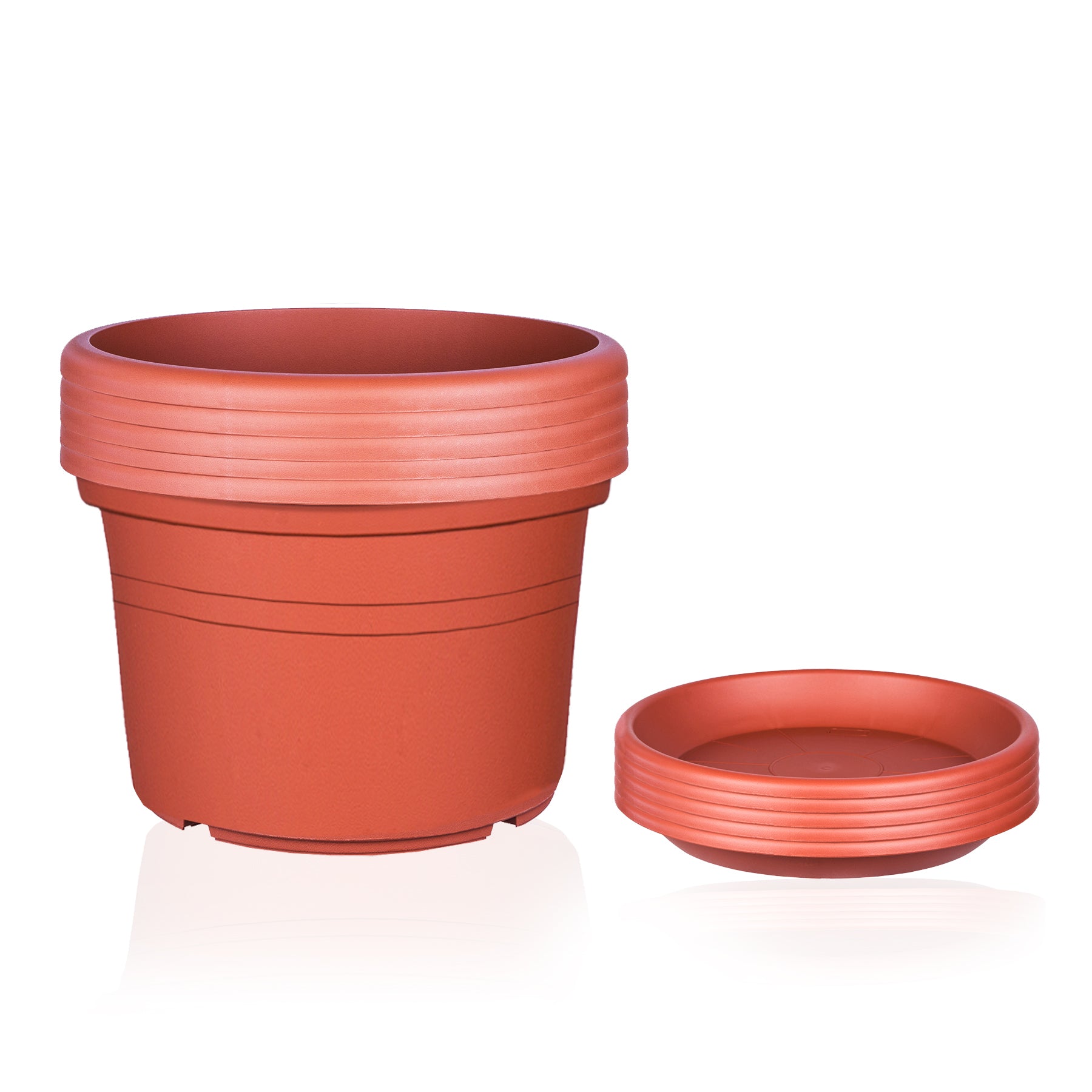BigDean Blumentopf Ø35cm Terrakotta 5er Set mit Untersetzer