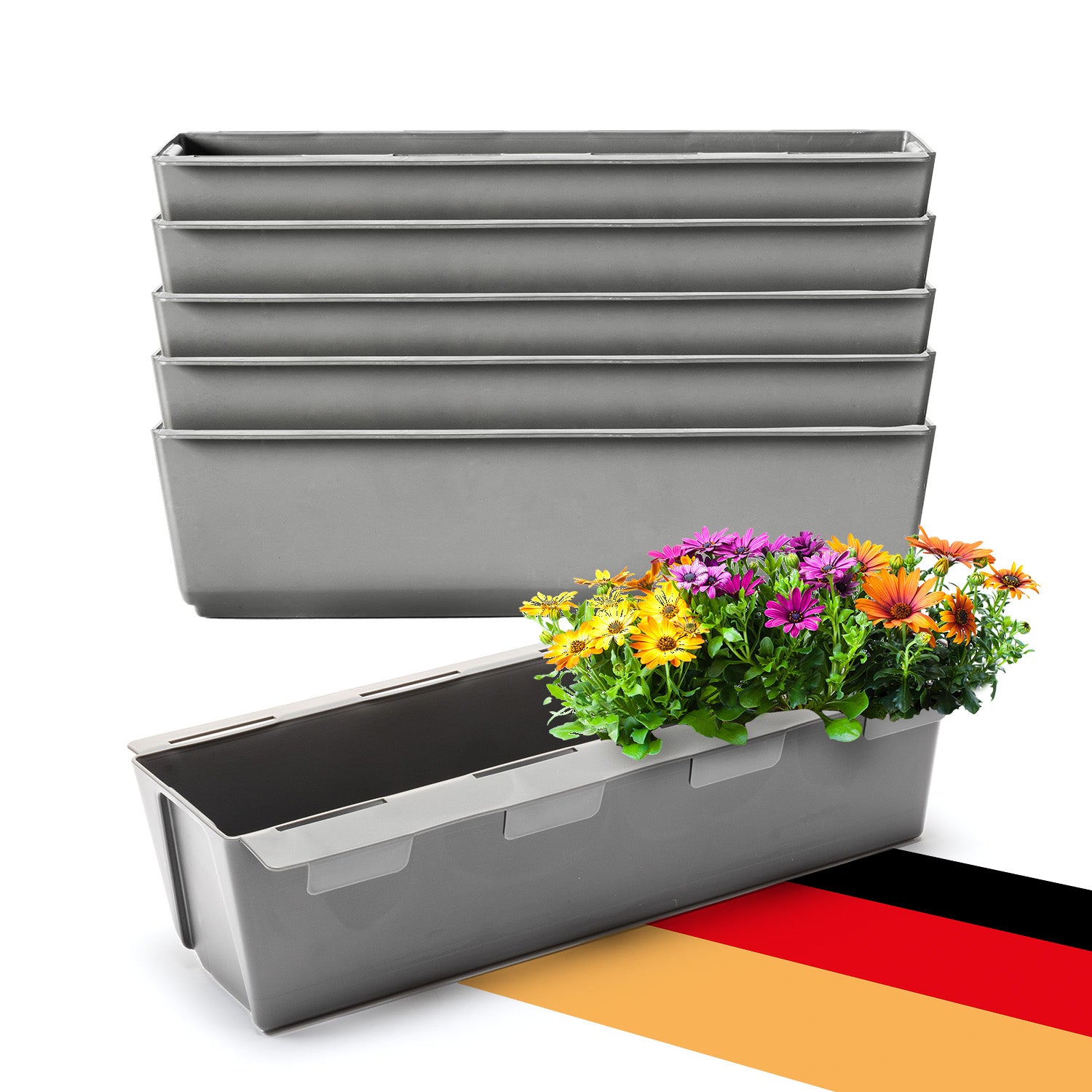 BigDean Garten Paletten-Blumenkästen 37 cm Beton-Grau 6er Set