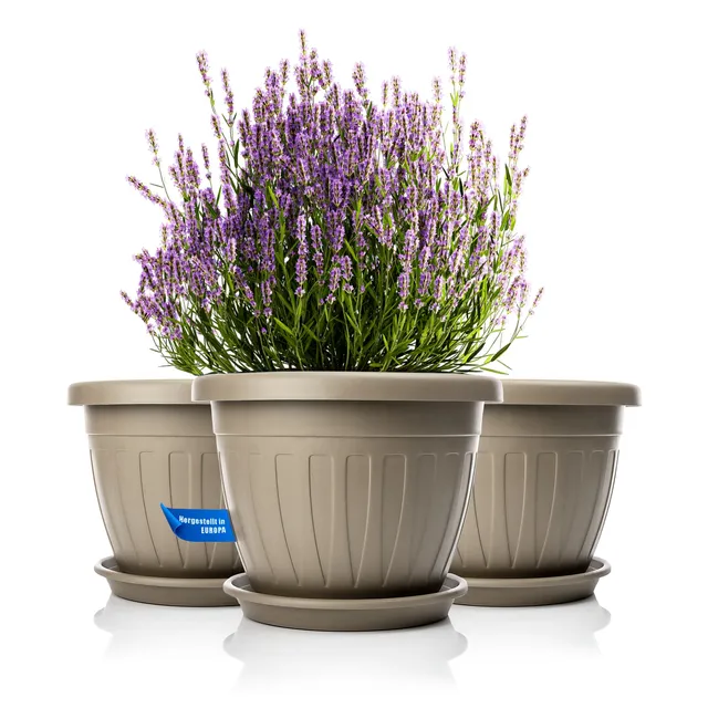 BigDean Blumentopf ø40cm Mokka 3er Set mit Untersetzer UV