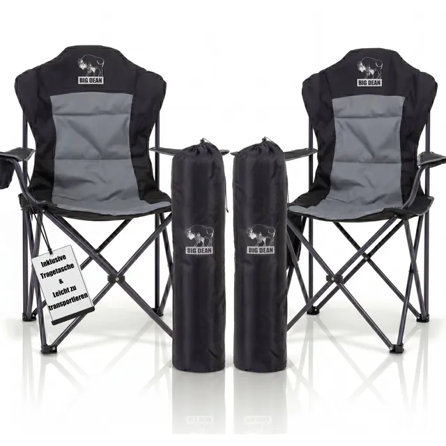 BigDean Campingstuhl Faltbar Hochlehner 160kg 2 Stück Set