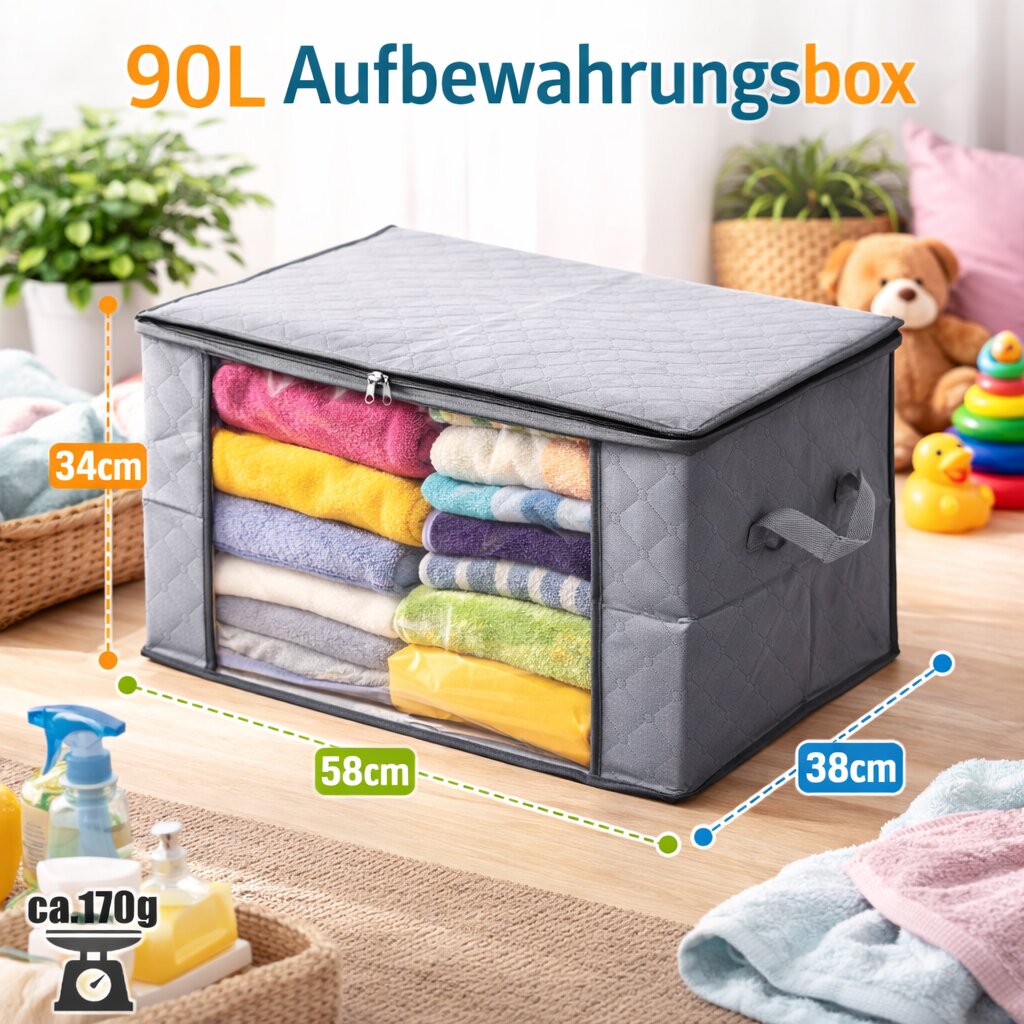 BigDean Aufbewahrungstaschen 90L Sichtfenster 6 Stück