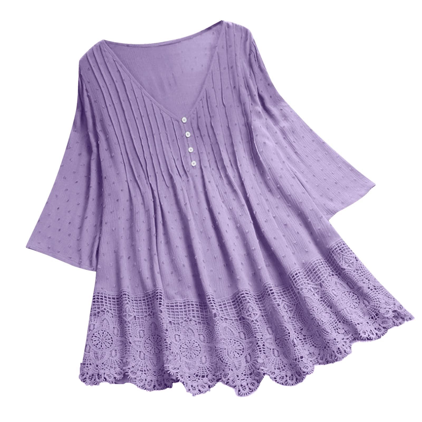 Luadnysin Tops Tunika 3/4 Arm Spitze Rot 3XL