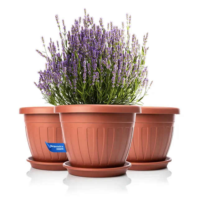 BigDean Garten Blumentopf 40x31cm Terracotta 3er Set Untersetzer