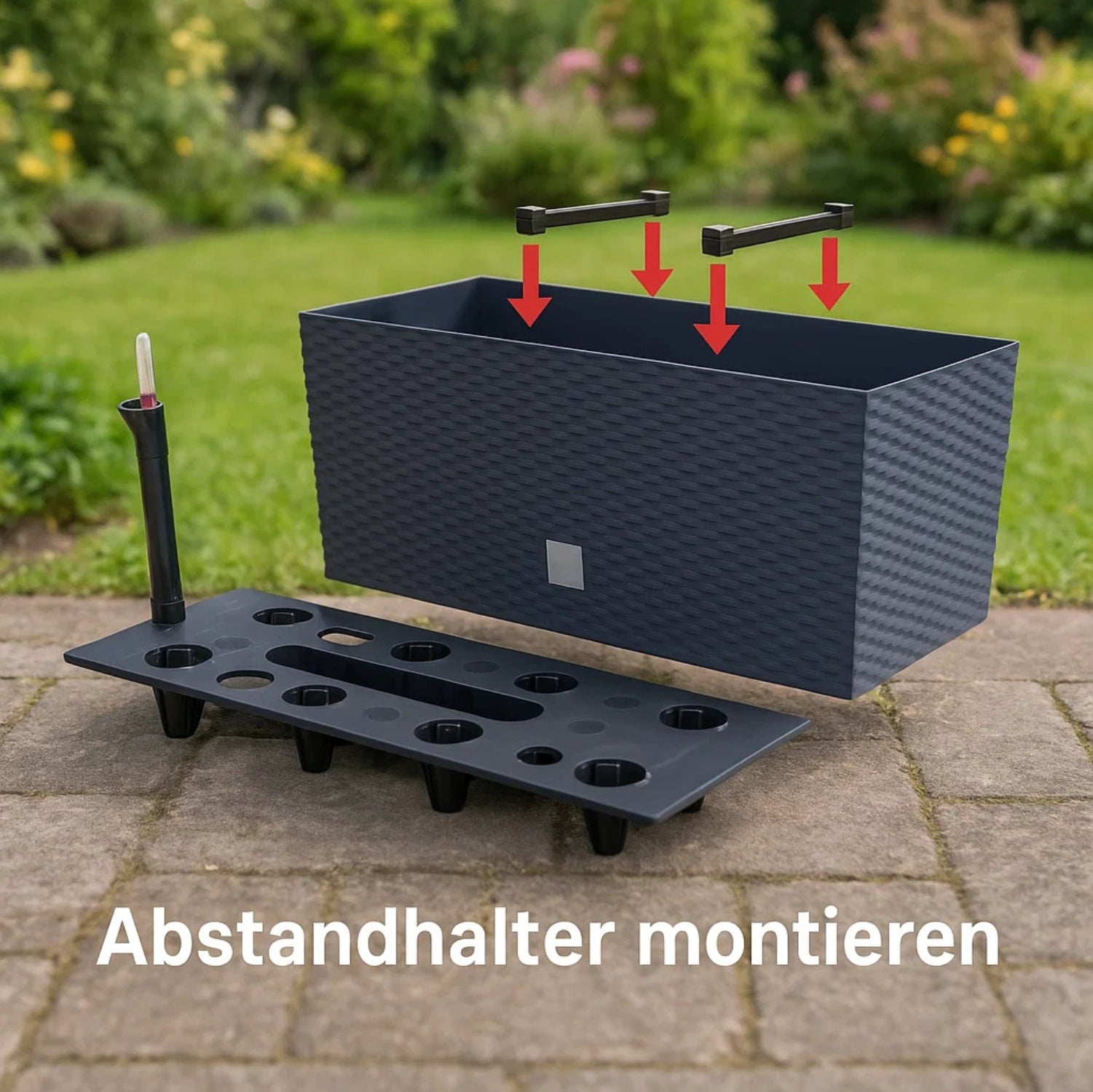 BigDean Blumenkasten Wasserspeicher Anthrazit 51 cm 2 Stk