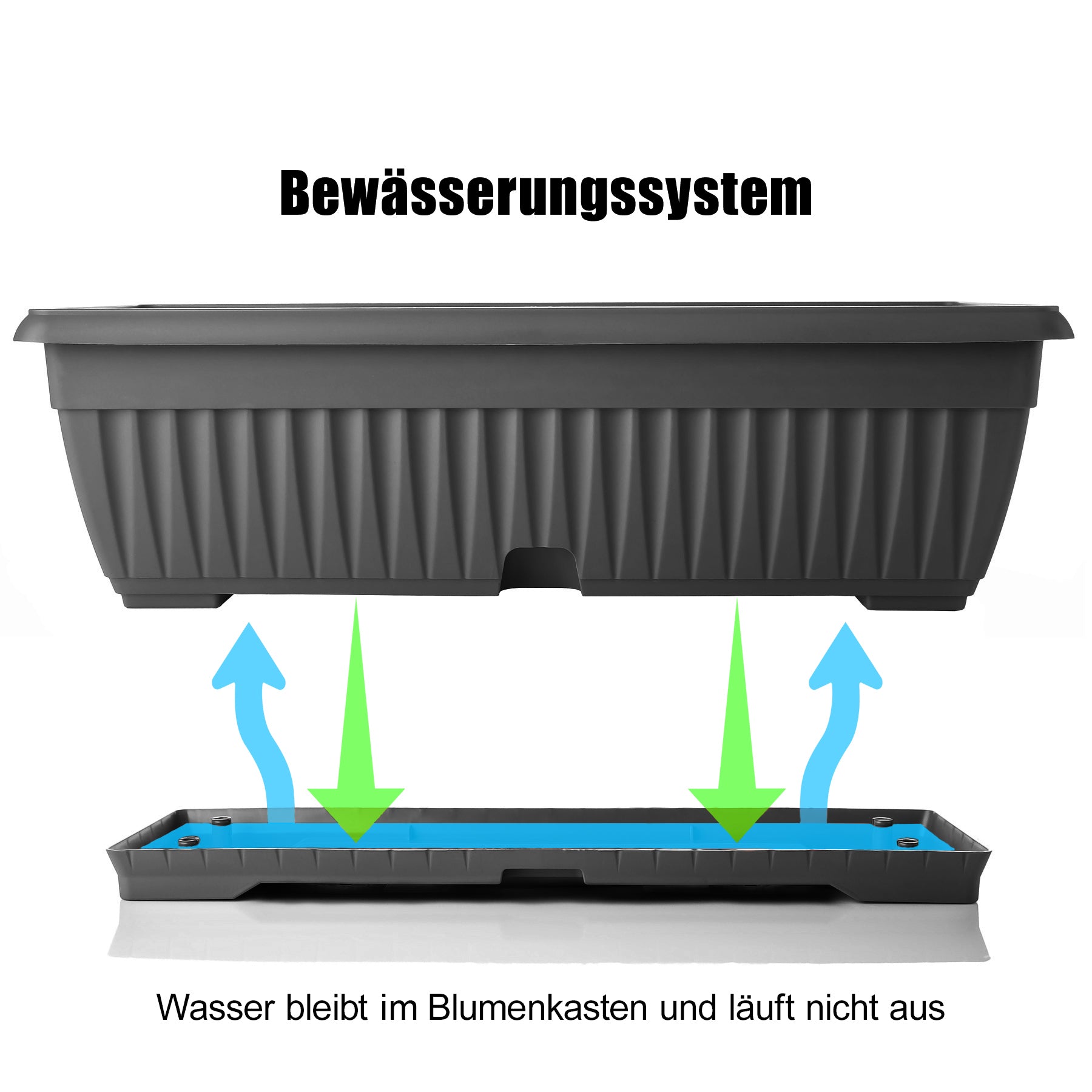 BigDean Blumenkasten 50cm Anthrazit Untersetzer Wasserspeicher