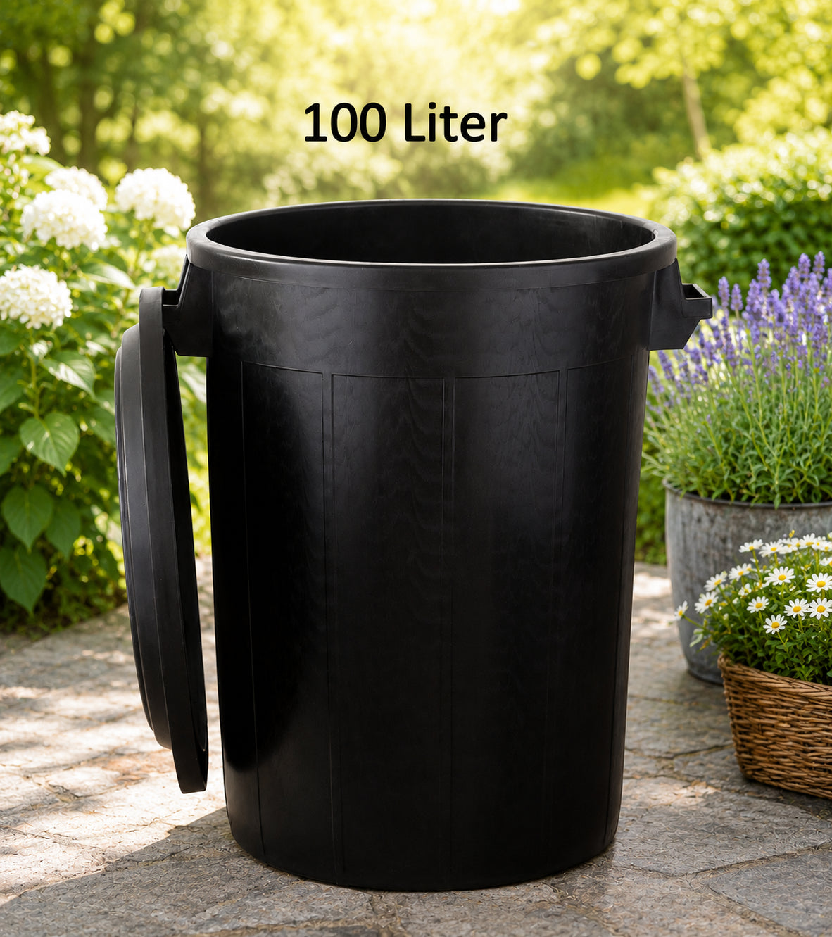 BigDean Universaltonne 100 Liter Tonne Schwarz mit Deckel