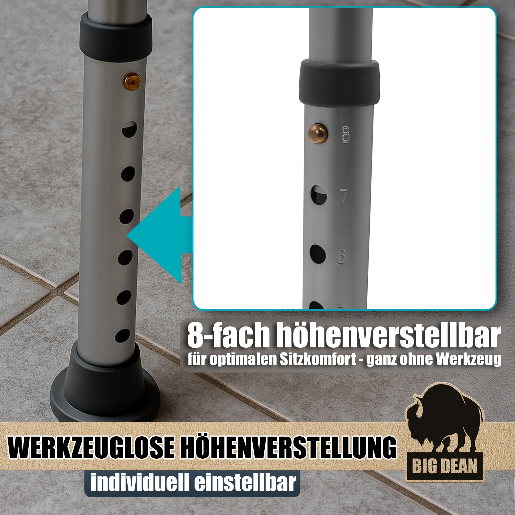 BigDean Bad Duschhocker 360° drehbar höhenverstellbar bis 136kg