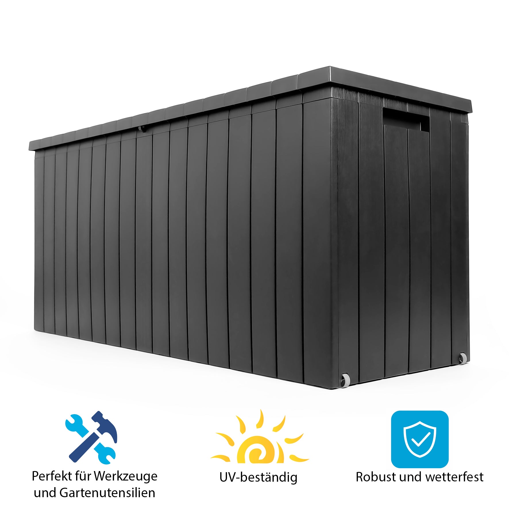 BigDean Gartenbox 270 L mit Rollen wetterfest Auflagenbox