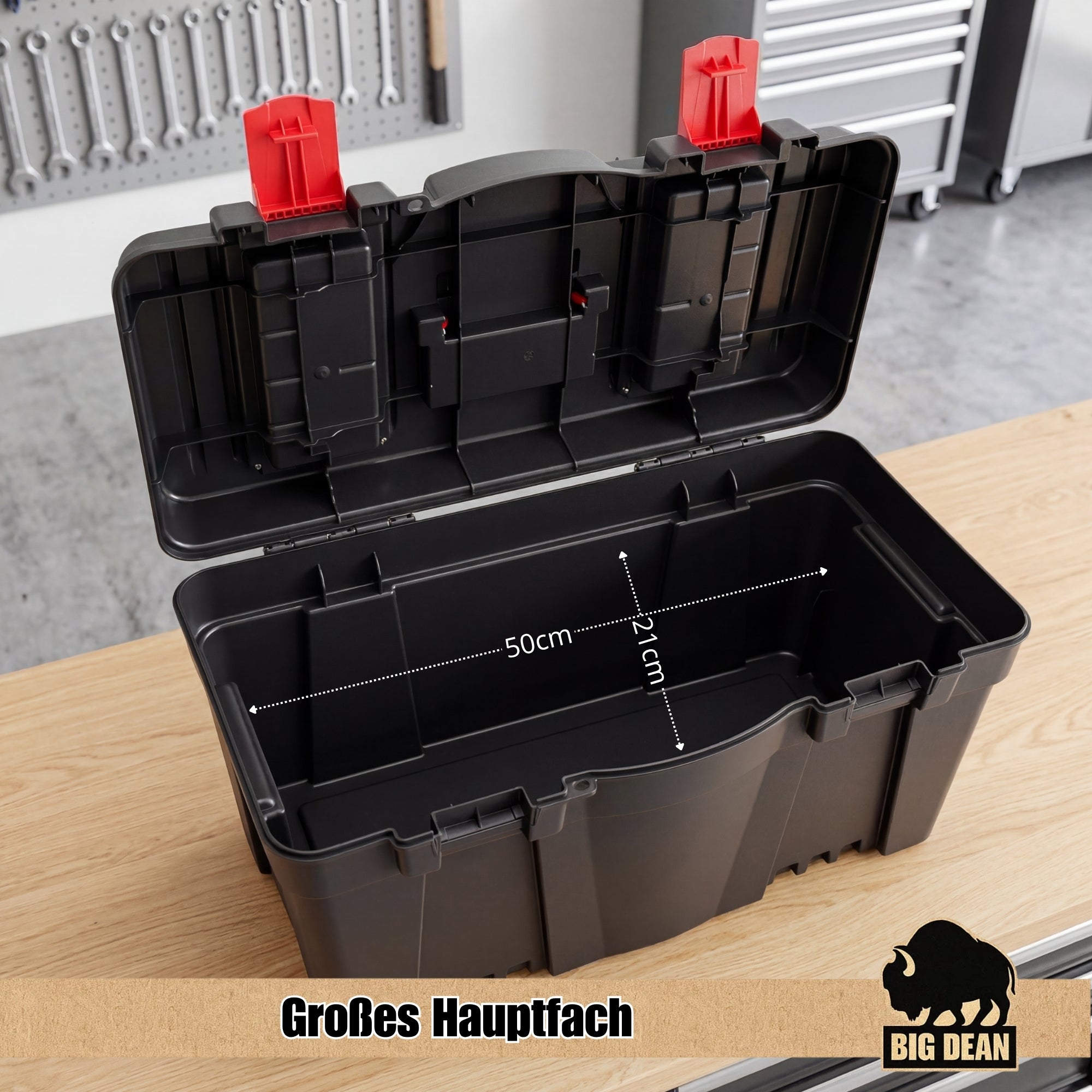 XL Werkzeugkiste leer 60x28x32 cm mit Trage und Deckelfach
