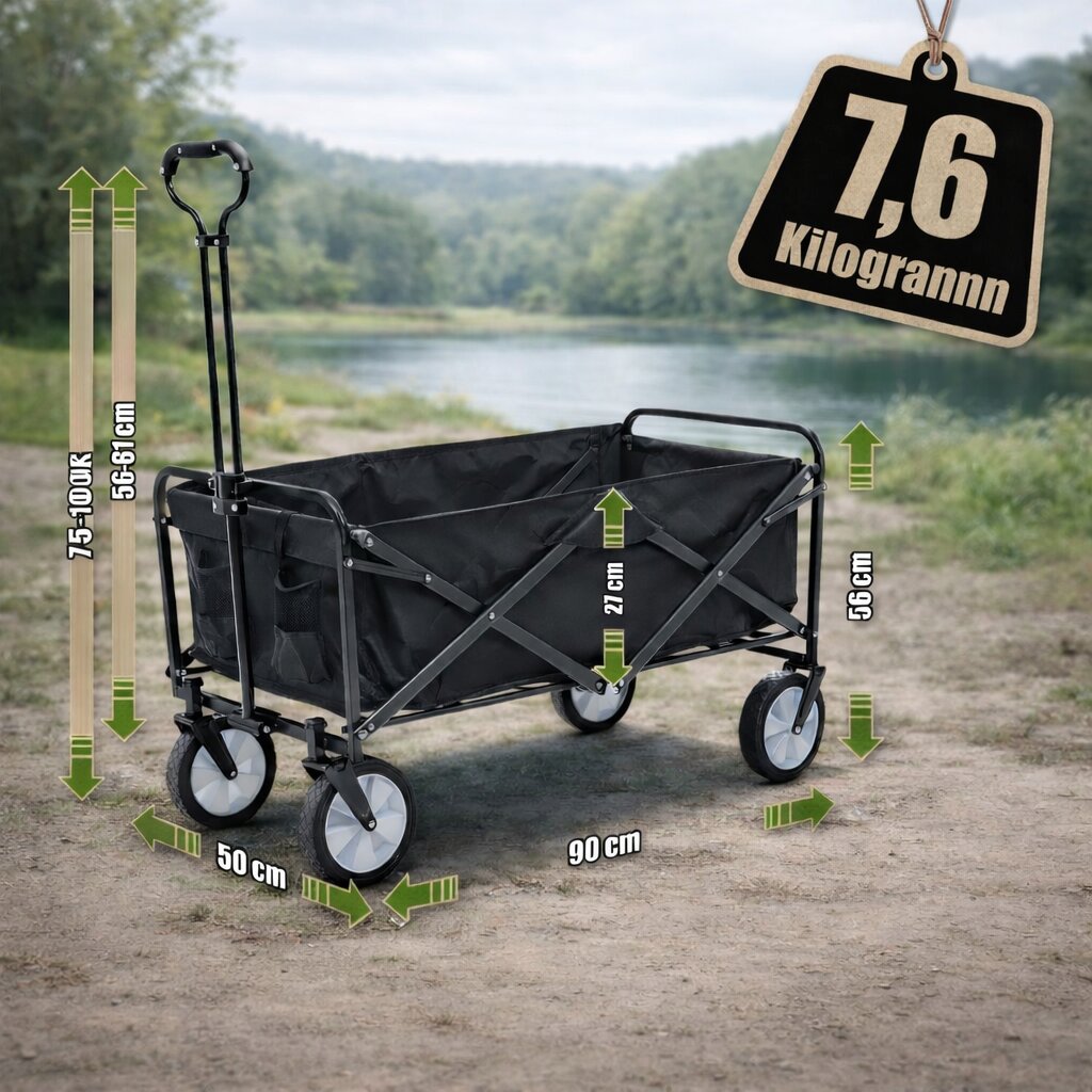 BigDean Bollerwagen faltbar 105L bis 100 kg Netztaschen