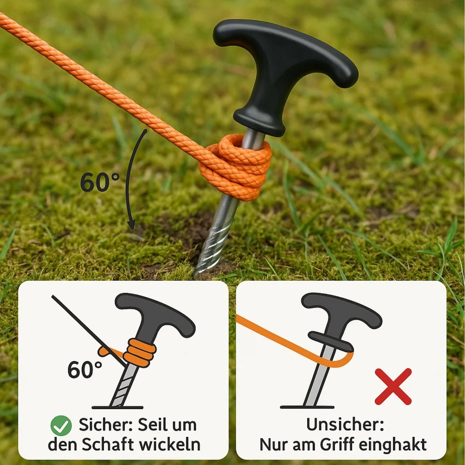 BigDean Garten Heringe Stahl 48 Stück T-Griff 21,4cm
