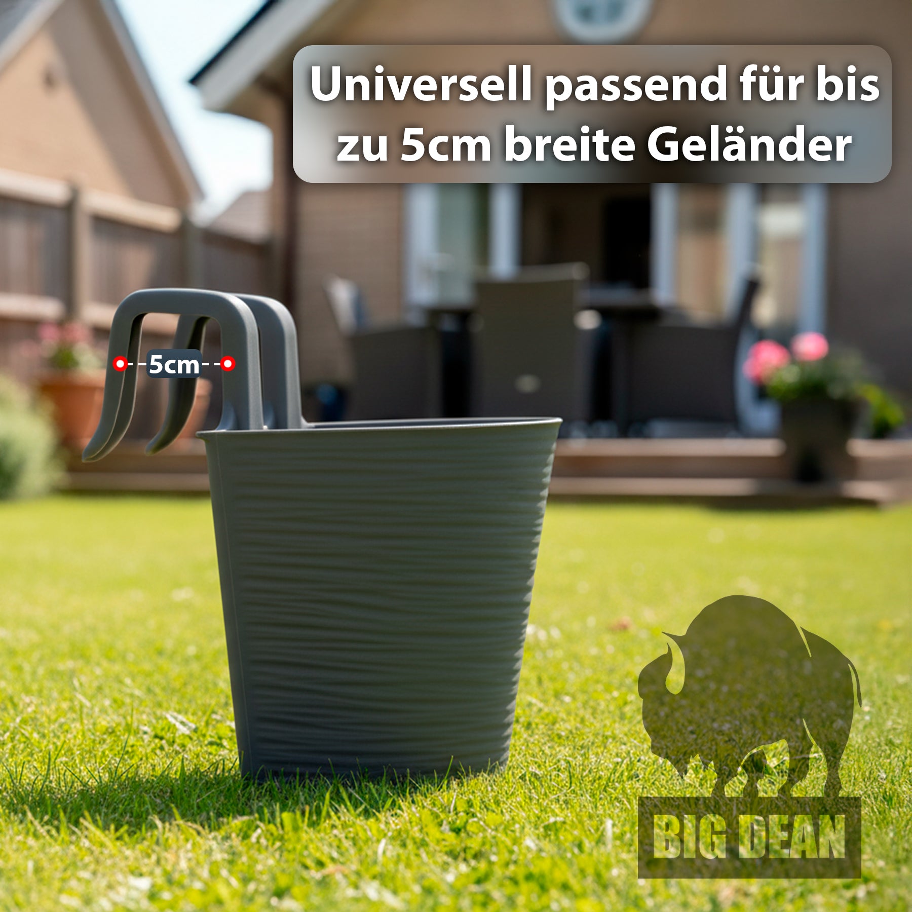BigDean Garten Blumenkästen 43cm 2er Set Anthrazit Wasserspeicher