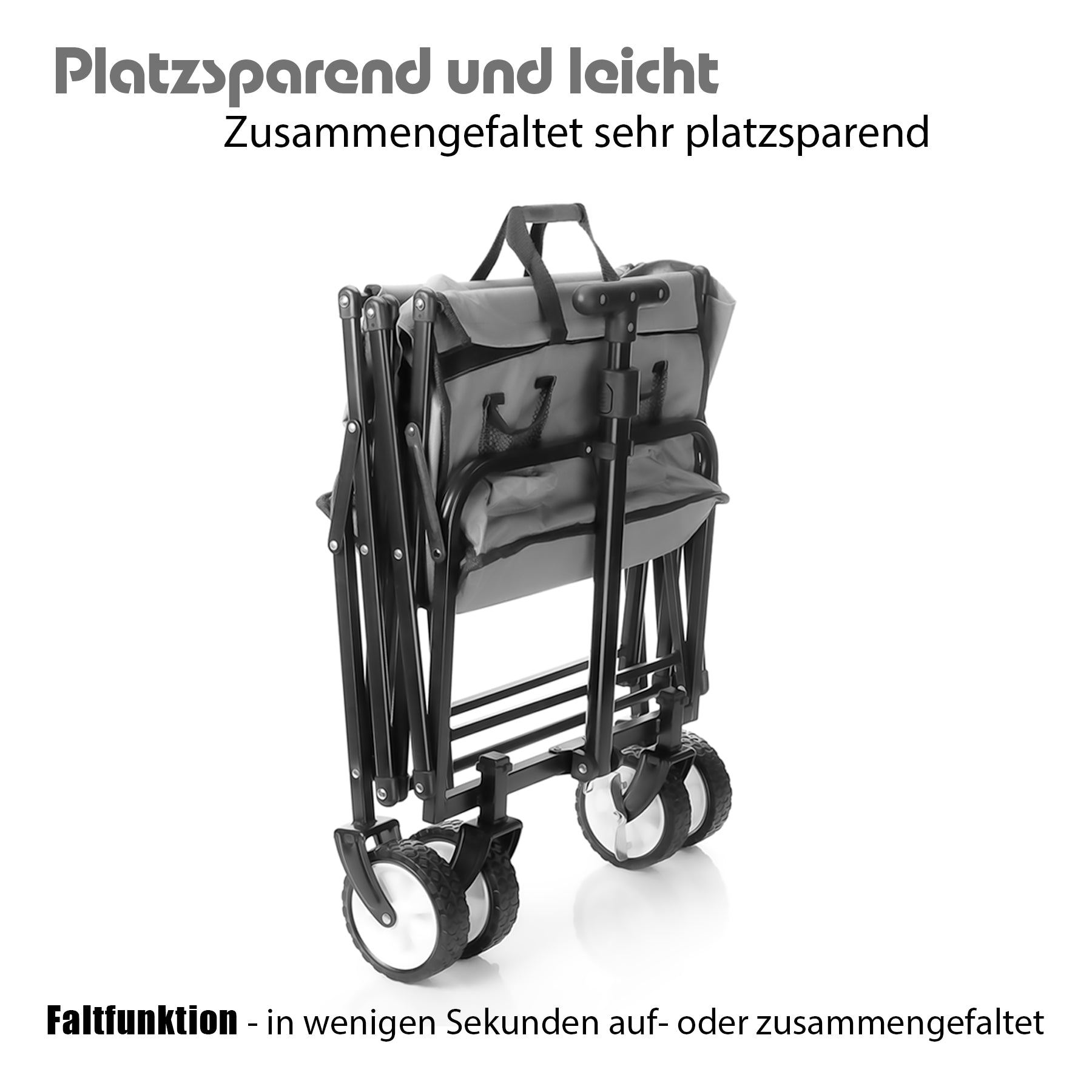 BigDean Garten Bollerwagen faltbar grau 80kg kompakt
