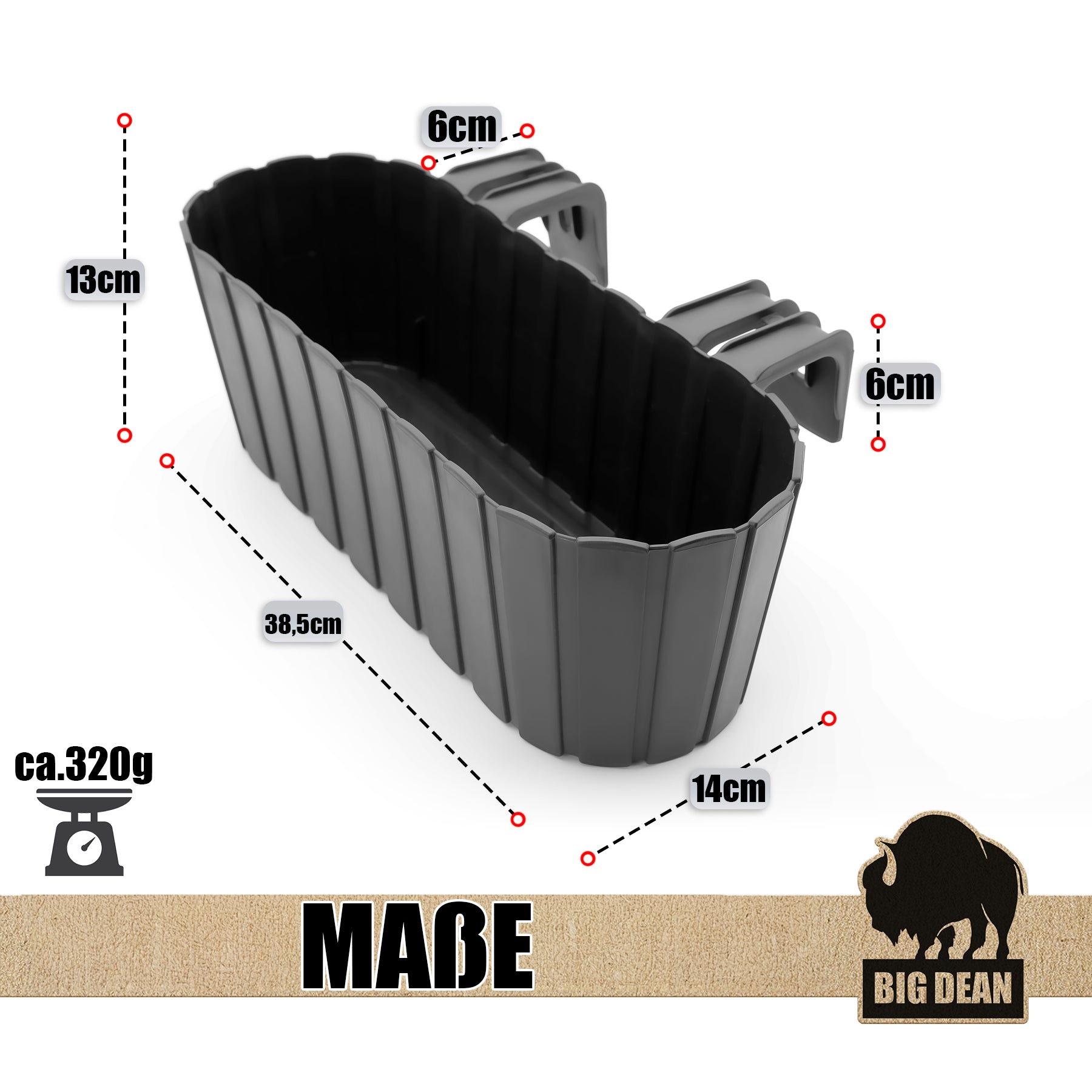 BigDean Blumenkasten Balkon 39cm Anthrazit 3er Geländer