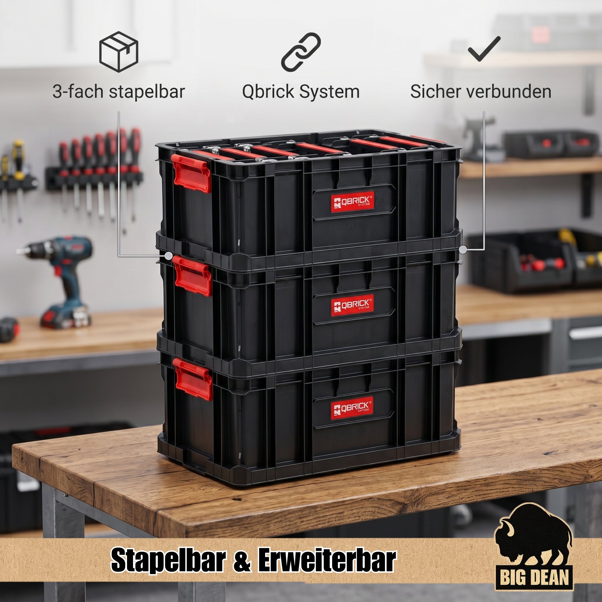 BigDean Qbrick System TWO Box 200 Werkzeugbox mit 6 Organizern