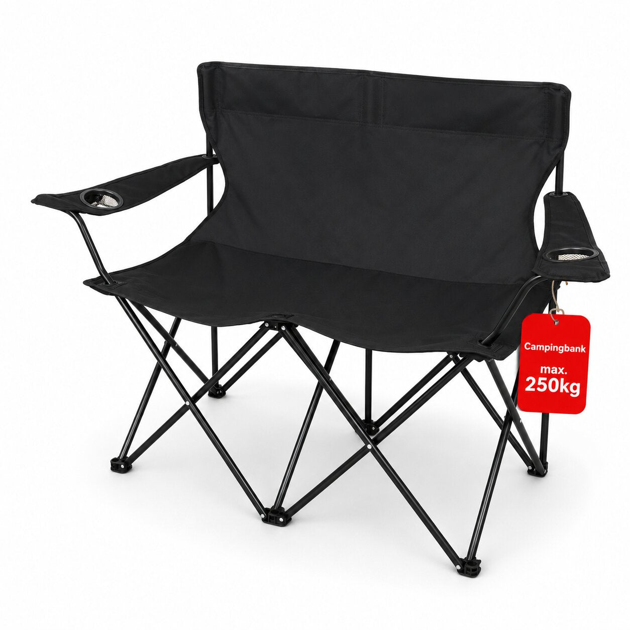 BigDean Garten Camping Sofa 2 Personen Schwarz faltbar