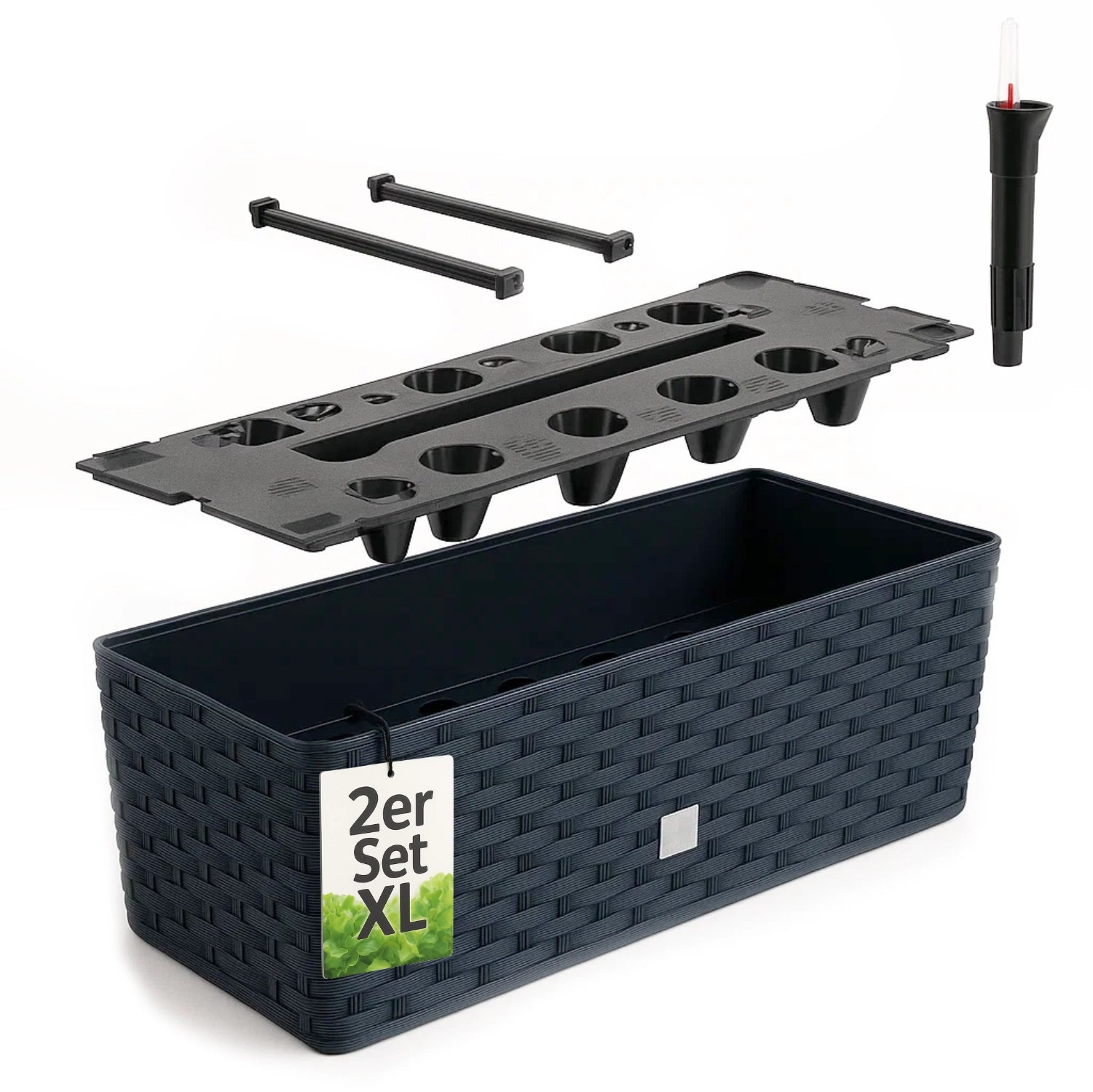 BigDean Blumenkasten Wasserspeicher Anthrazit 51 cm 2 Stk