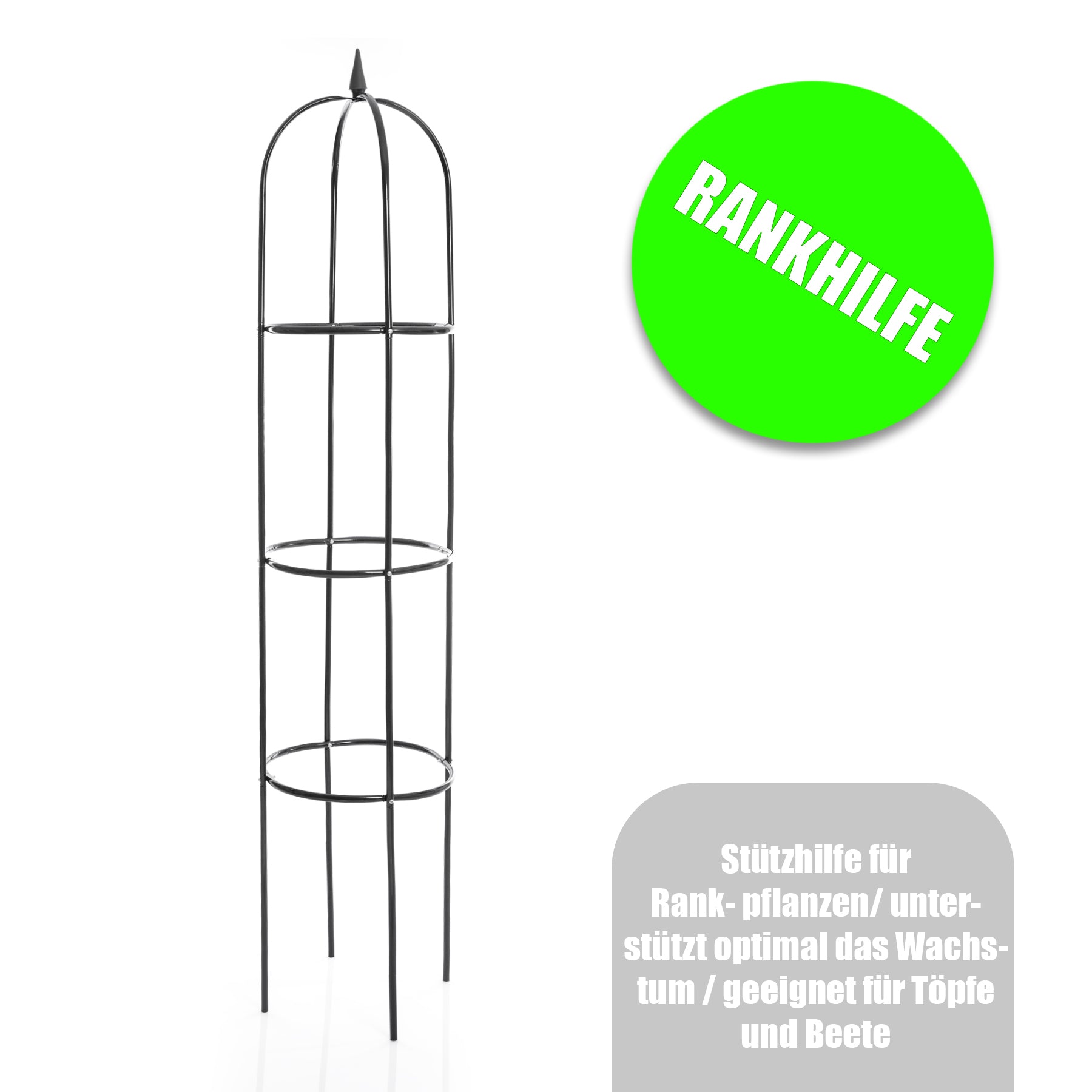 BigDean Rankhilfe Rosenbogen 40x200 cm grün Metall Obelisk