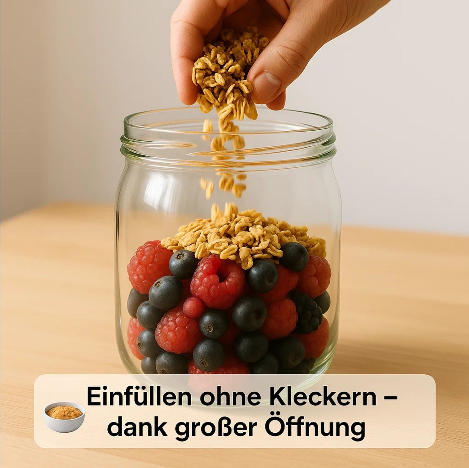 BigDean Overnight Oats Gläser 1 Liter Meal Prep 6er Set Glas