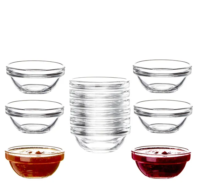 BigDean Küche & Vorrat Dipschalen 12x 6 cm Glas 30 ml stapelbar