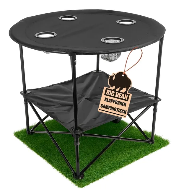 BigDean Campingtisch faltbar Getränkehalter Ablage mit Tasche