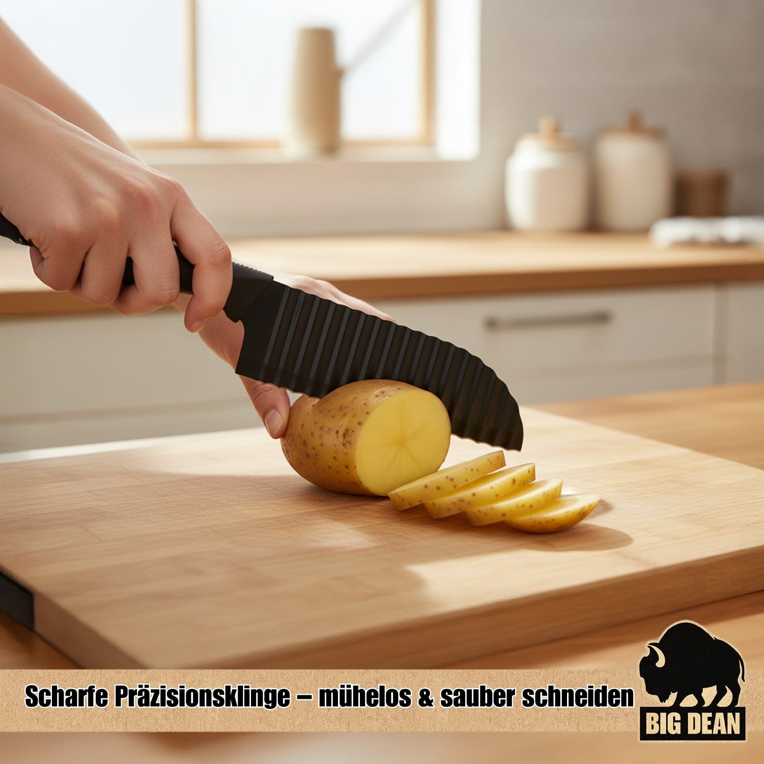 BigDean Küche Wellenschneider Edelstahl Pommes Gemüse 29cm
