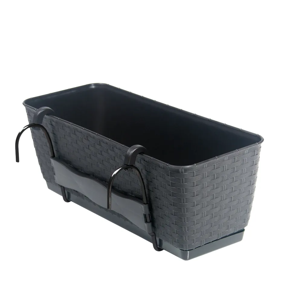 BigDean Blumenkasten 49 cm Anthrazit 12 L mit Bewässerung