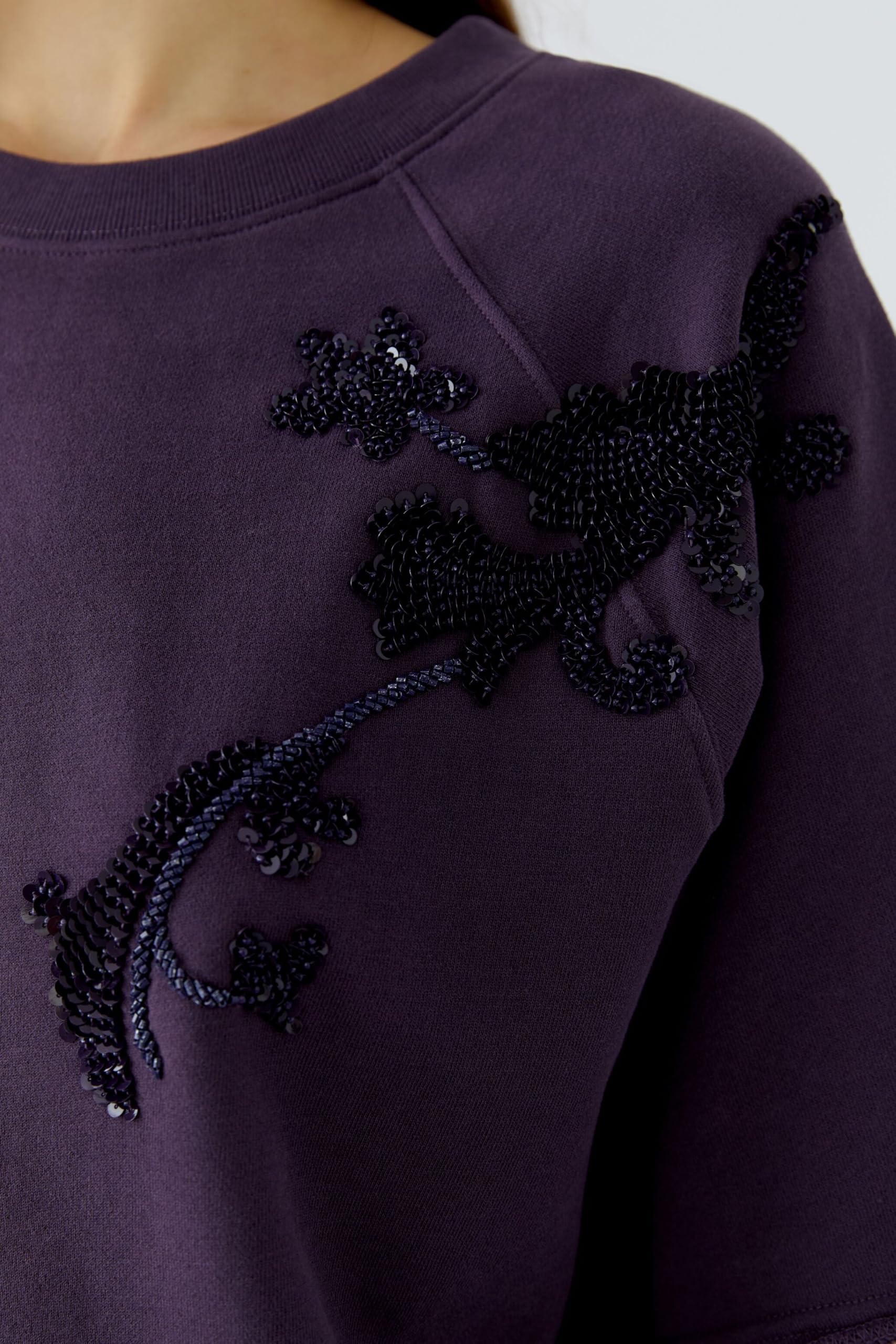 Oui Pullover & Cardigans Sweatshirt Pailletten bestickt