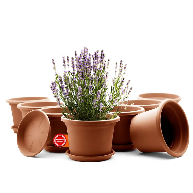 BigDean Garten Blumentopf 25cm Terrakotta 8er Untersetzer