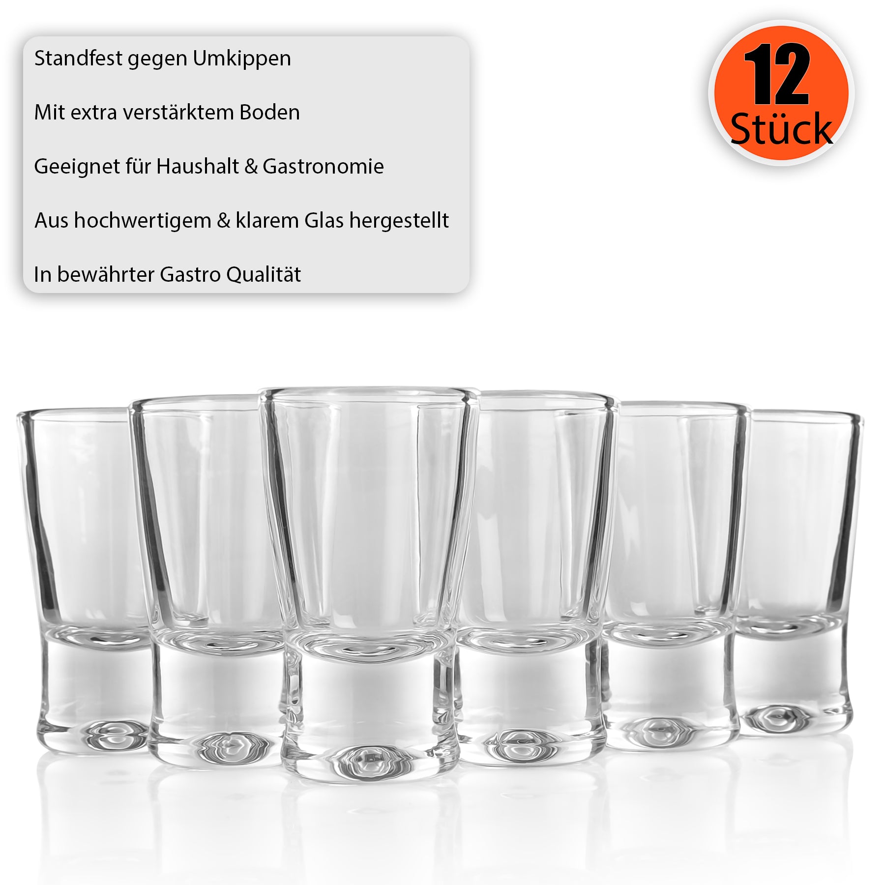 BigDean Küche & Vorrat Schnapsglas 2cl klar 12 Stück